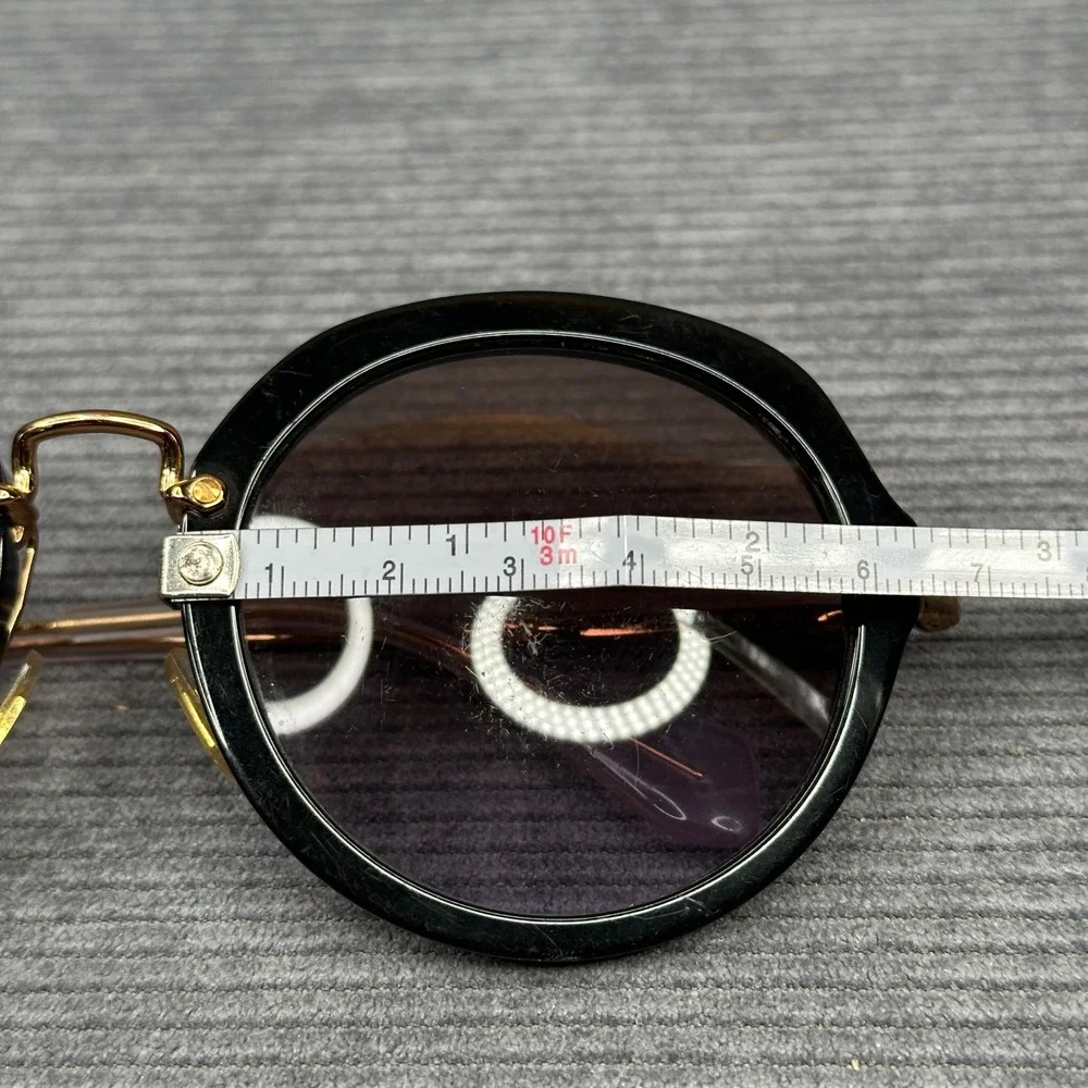 Miu Miu SMU 05Q Round Y2K Sunglasses Black Gold Metal Made in Italy 54-23-140